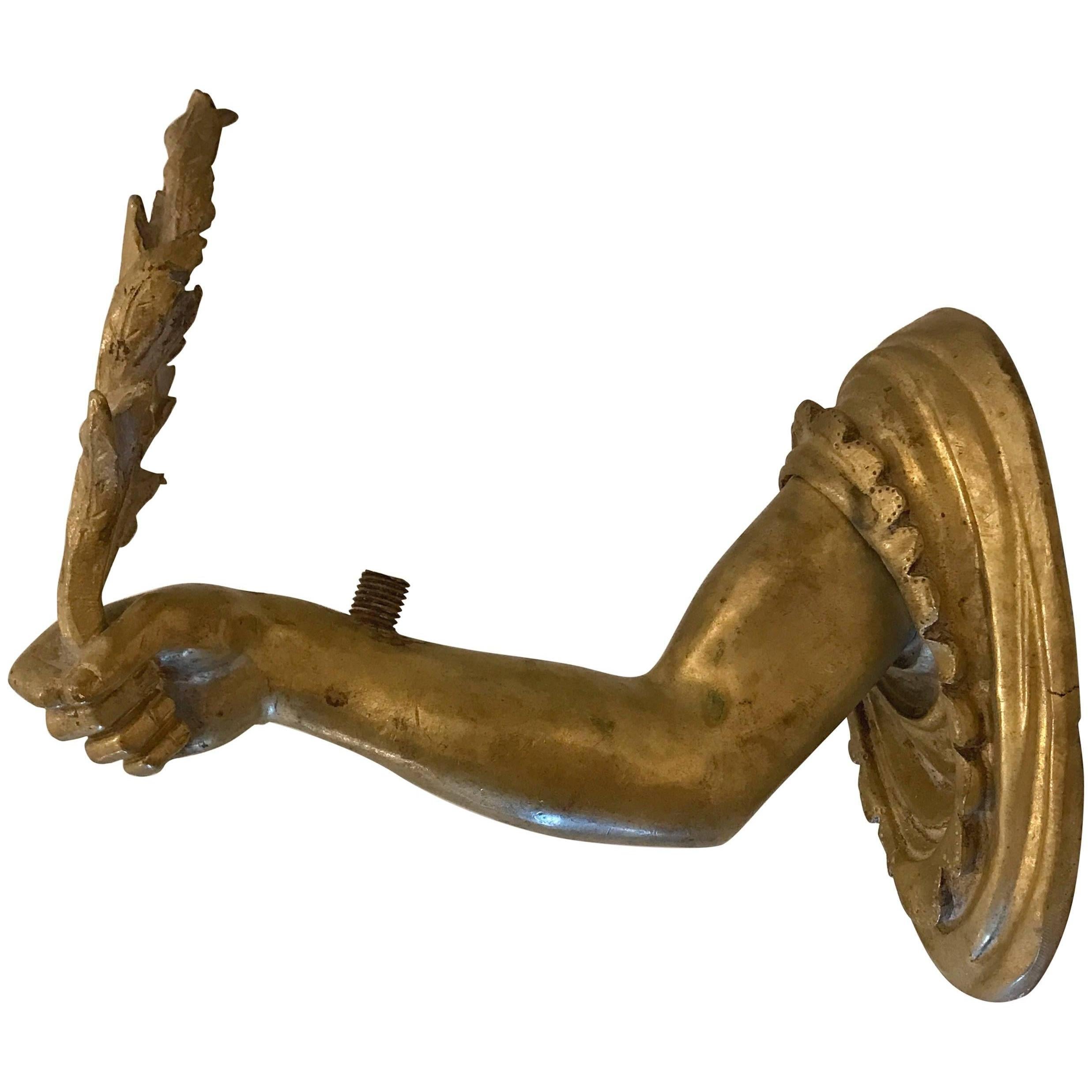 19th Century Gilt Bronze Arm Sconce with Laurel Wreath For Sale