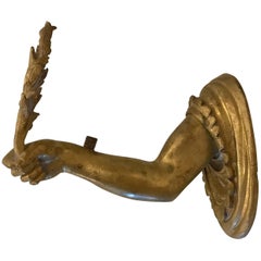 19th Century Gilt Bronze Arm Sconce with Laurel Wreath