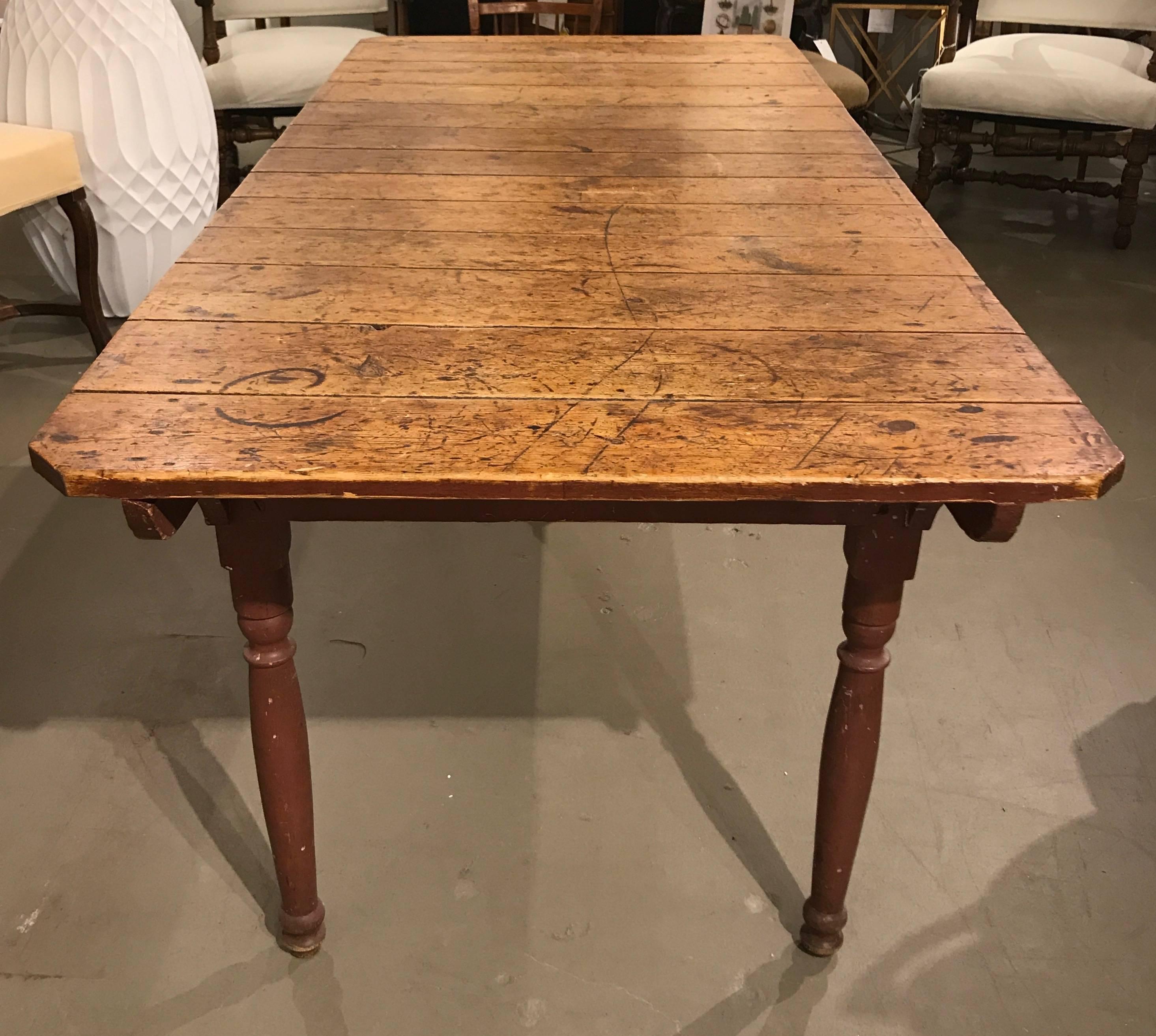 American 19th Century Plank Top Farm Table