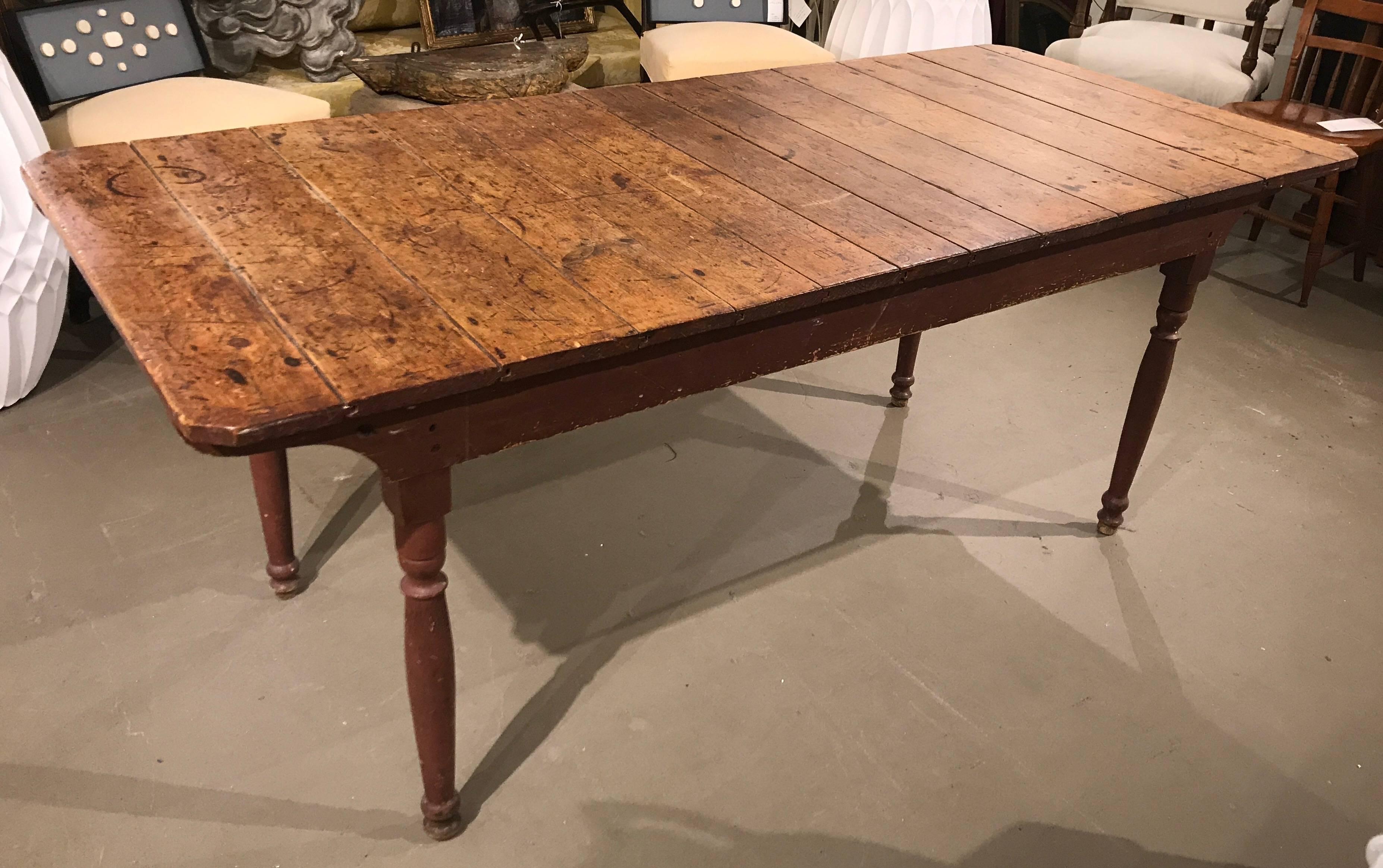 Country 19th Century Plank Top Farm Table