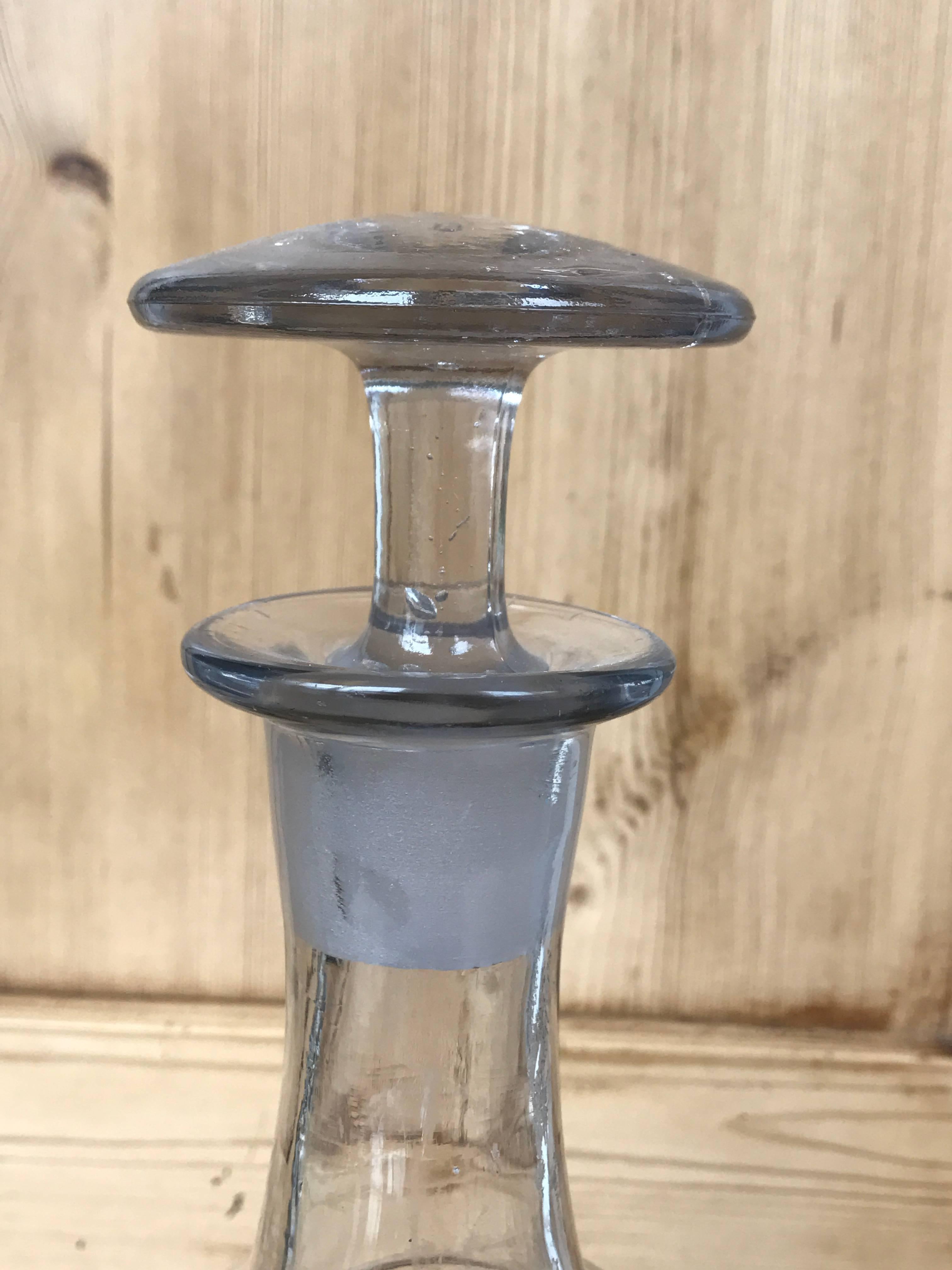 19th century French handblown glass wine decanter.
