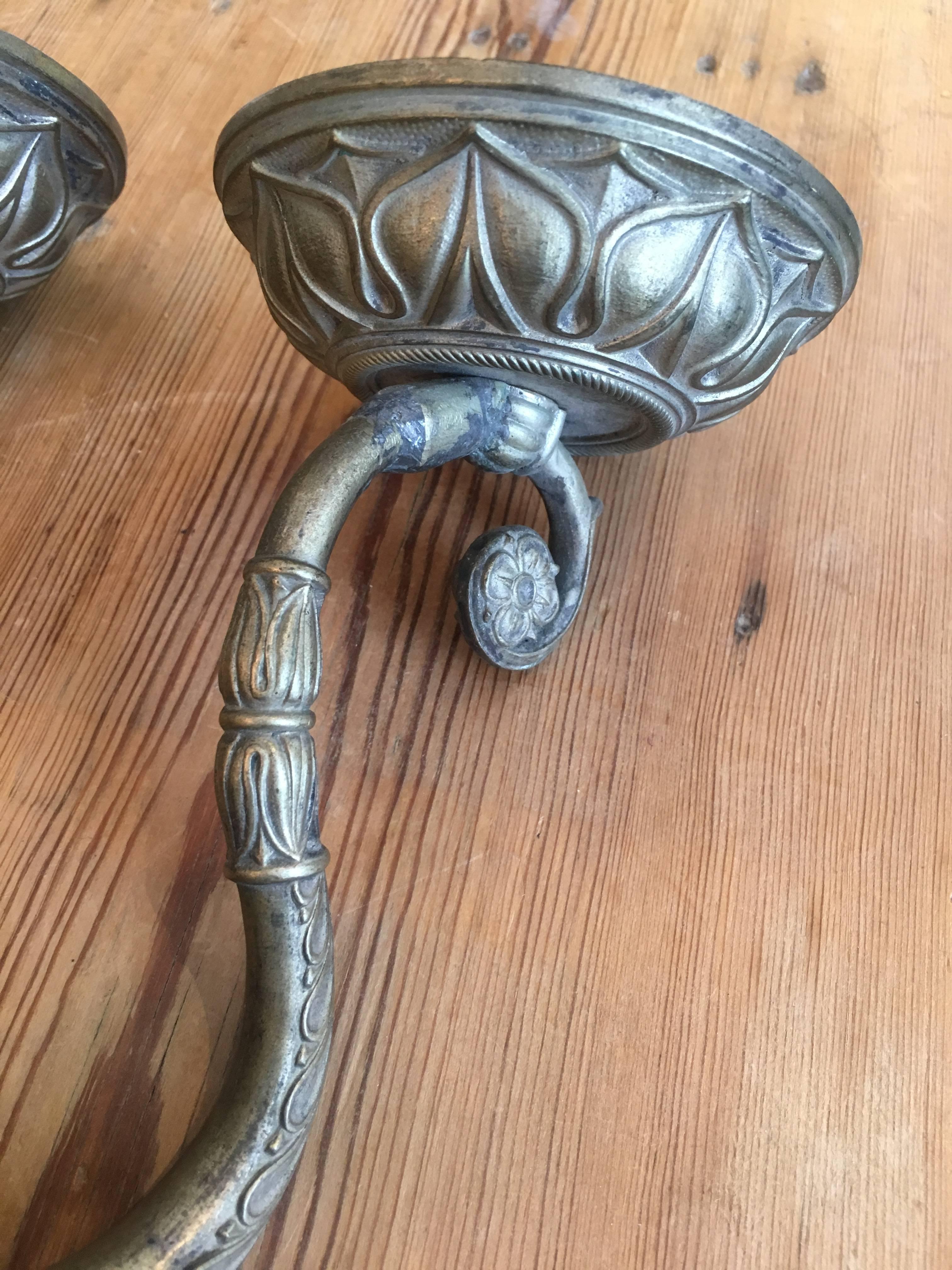 Pair of 19th Century Pricket Candle Sconces In Good Condition In Boston, MA