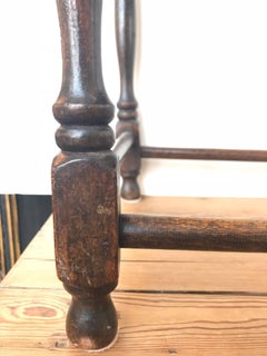 19th Century Oak Stool with Leather Strapping