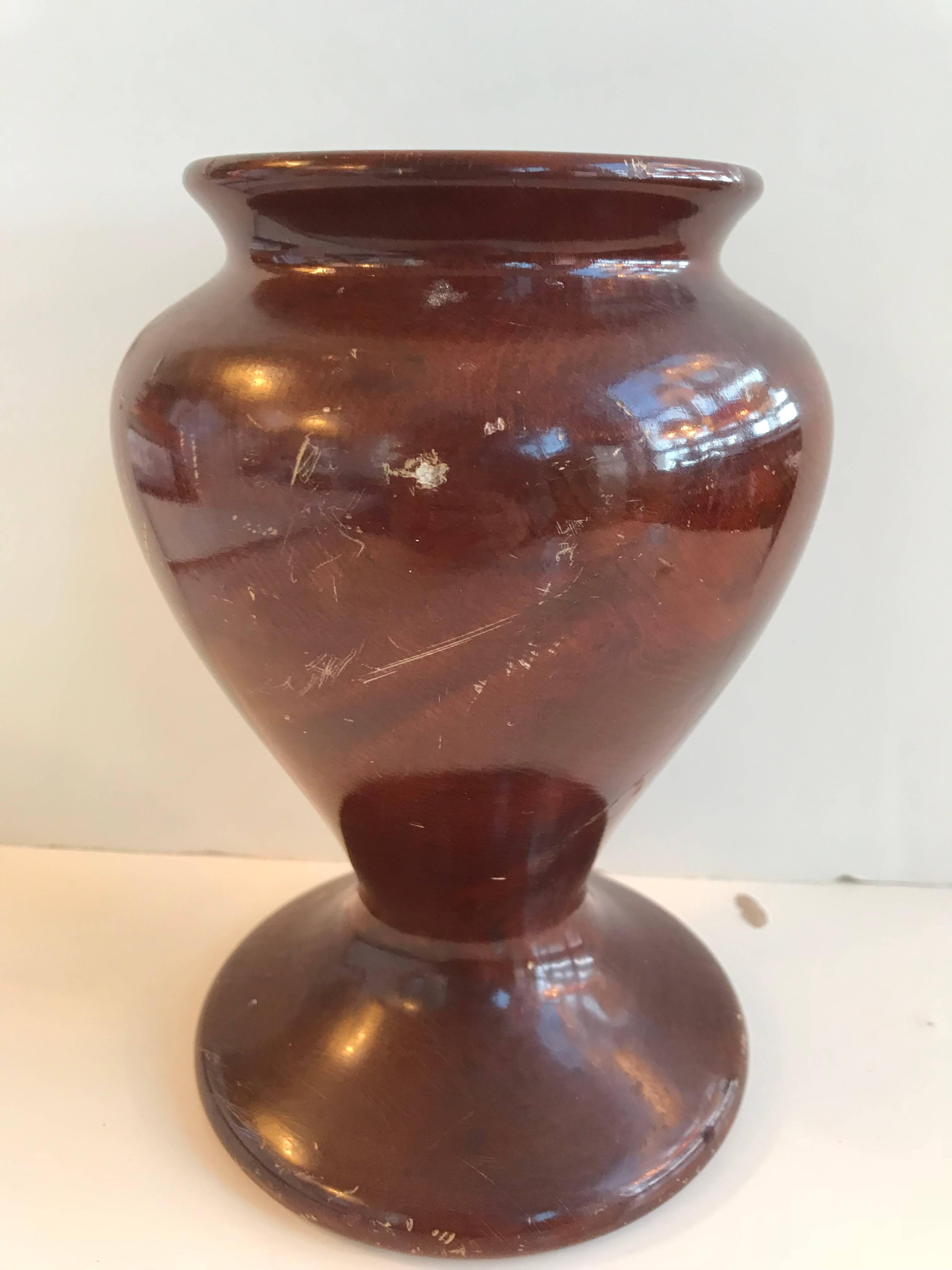 Turned 20th Century California Redwood Burl Vase