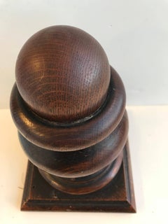 20th Century Turned Oak Newel Post Finial