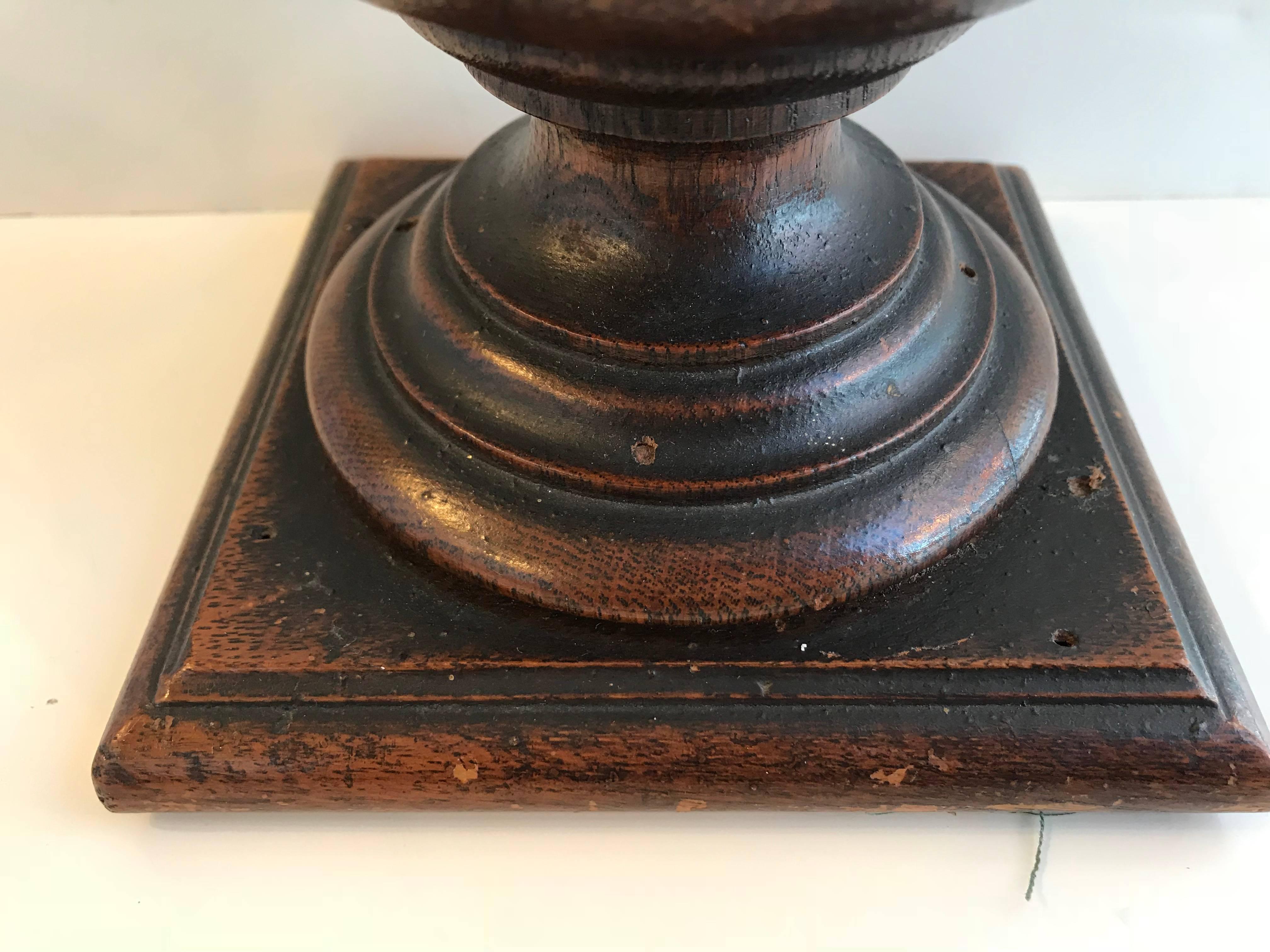 American 20th Century Turned Oak Newel Post Finial For Sale