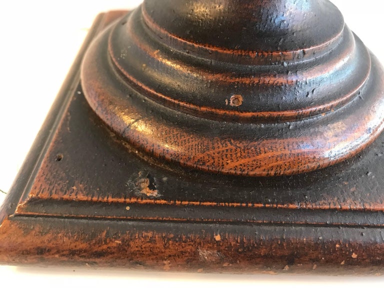 20th Century Turned Oak Newel Post Finial For Sale at 1stDibs