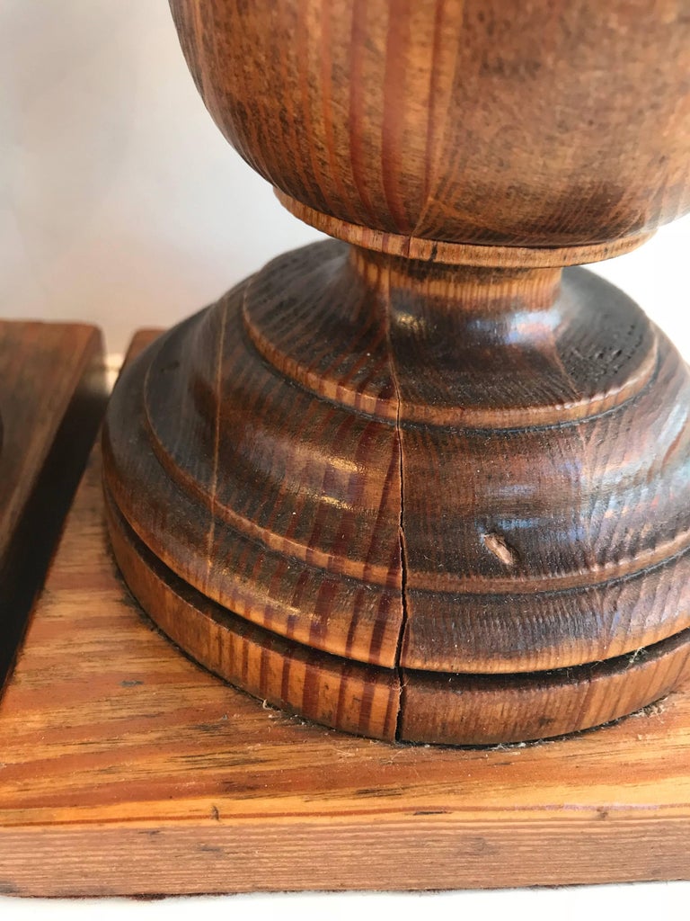 Pair of 20th Century Turned Oak Newel Post Finials at 1stDibs large