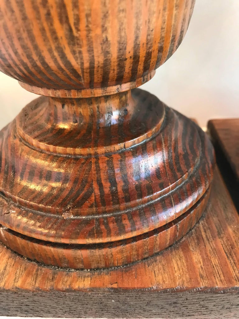 Pair of 20th Century Turned Oak Newel Post Finials at 1stDibs large