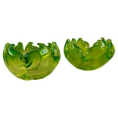 Vintage Pair of Ashtrays Valet Trays in Murano Glass, Italy, 1980