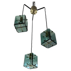 Retro 3-light  Pendant Chandelier Attributed To Fontana Arte 1960s
