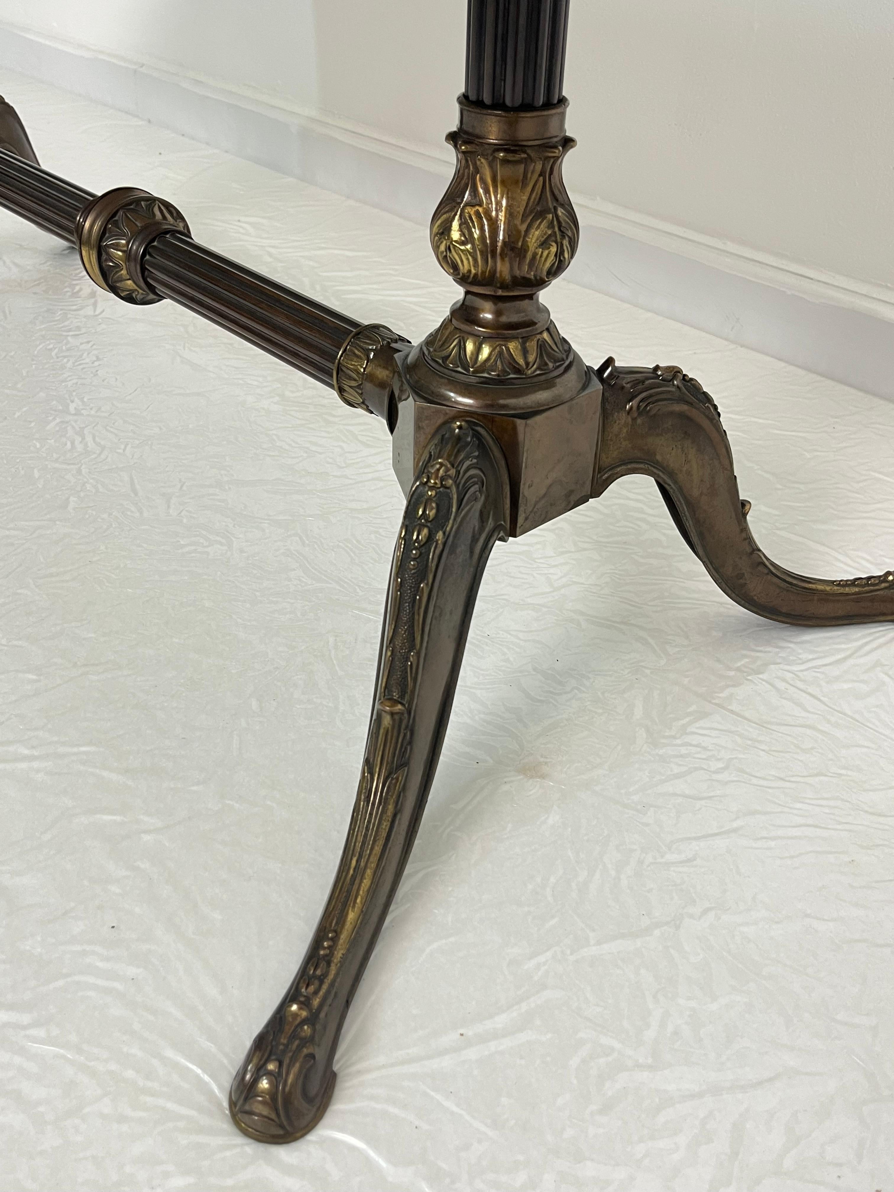Mid-century French Coffee Table with marble top and ornate bronze base, 1950s For Sale 4