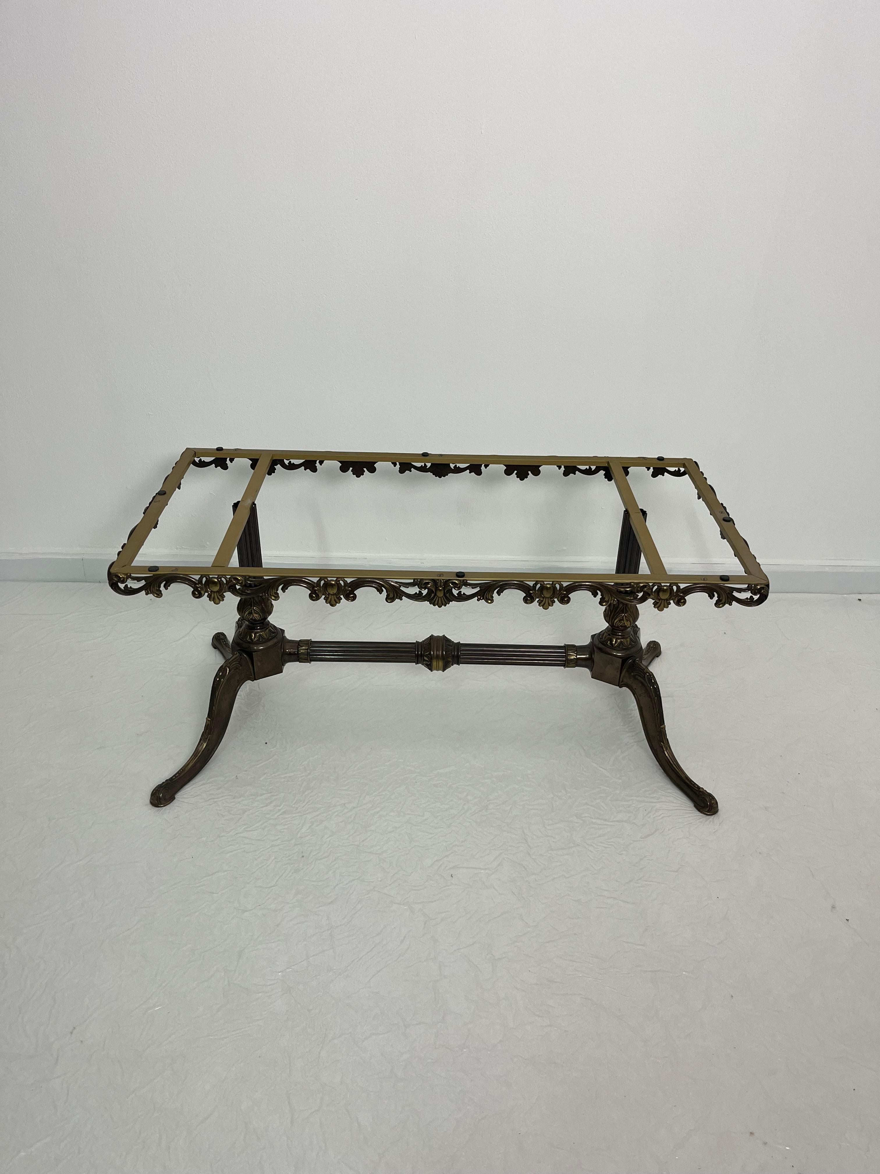 Mid-century French Coffee Table with marble top and ornate bronze base, 1950s For Sale 5