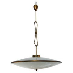 Green Murano glass and brass chandelier, in the style of Pietro Chiesa (1940s)