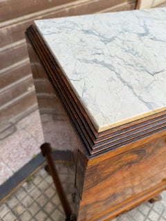 Set of 2 Italian Art Deco Bedside Tables, marble top, 1940s