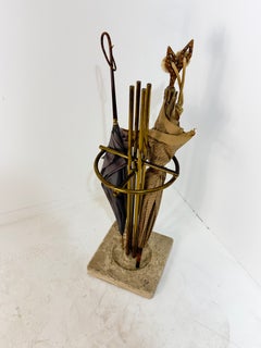 Brass and marble umbrella stand, Made in Italy, 1970s