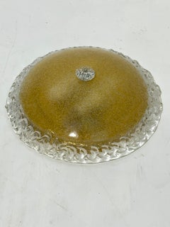Large gilt Murano glass flush-mount ceiling light, 1980s