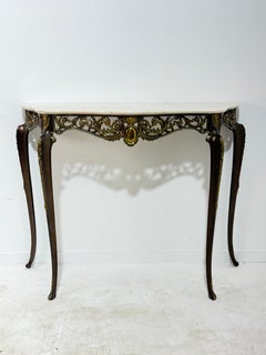 Italian brass console table with a marble top, 1950s