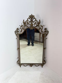 Large mid-century Italian brass mirror, 1950s