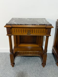 Set of 2 Italian bedside tables with marble tops, 1940s