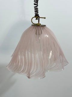 Murano glass bell-shaped pendant light with brass details, 1950s