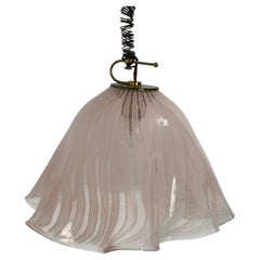 Murano glass bell-shaped pendant light with brass details, 1950s