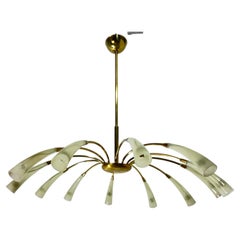 12-flammiger Kronleuchter „Spider“ aus Messing und Muranoglas, Barovier zugeschrieben