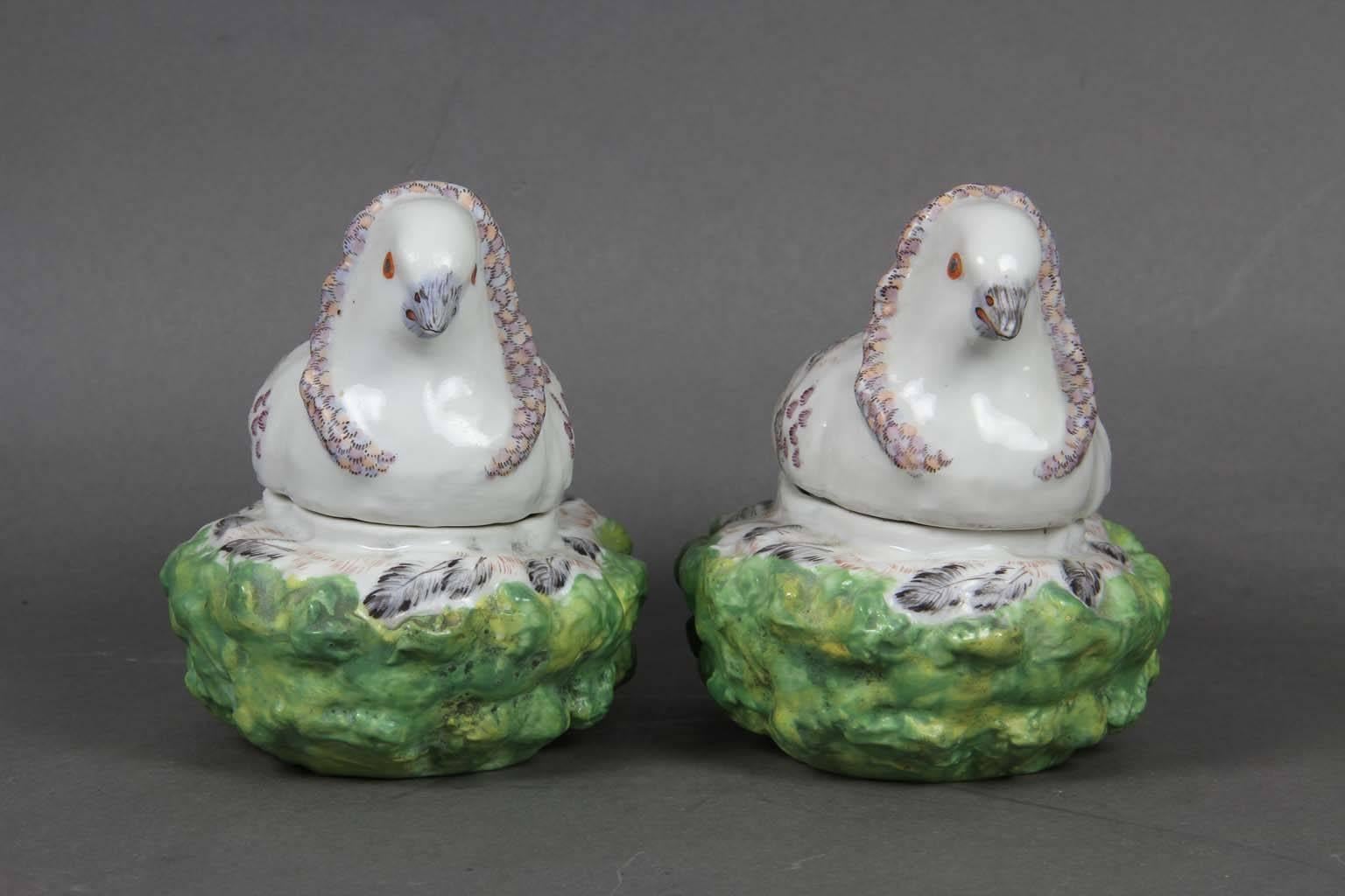 Other Pair of French Porcelain Dove on Nest Boxes