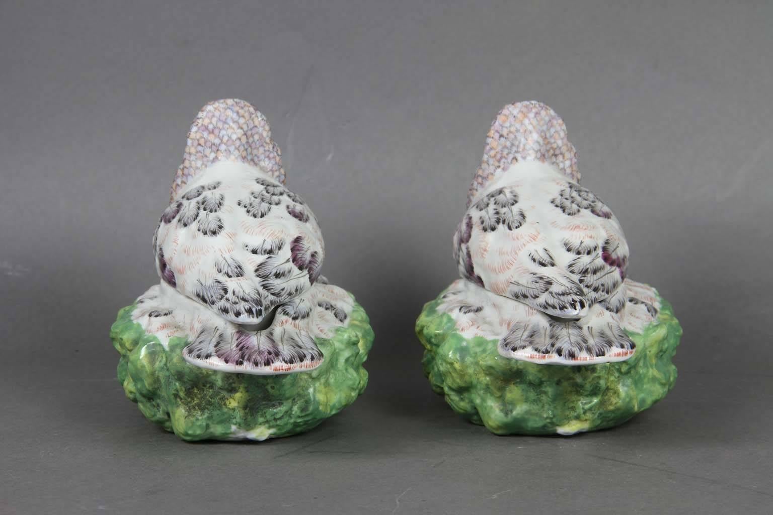 Pair of French Porcelain Dove on Nest Boxes 1
