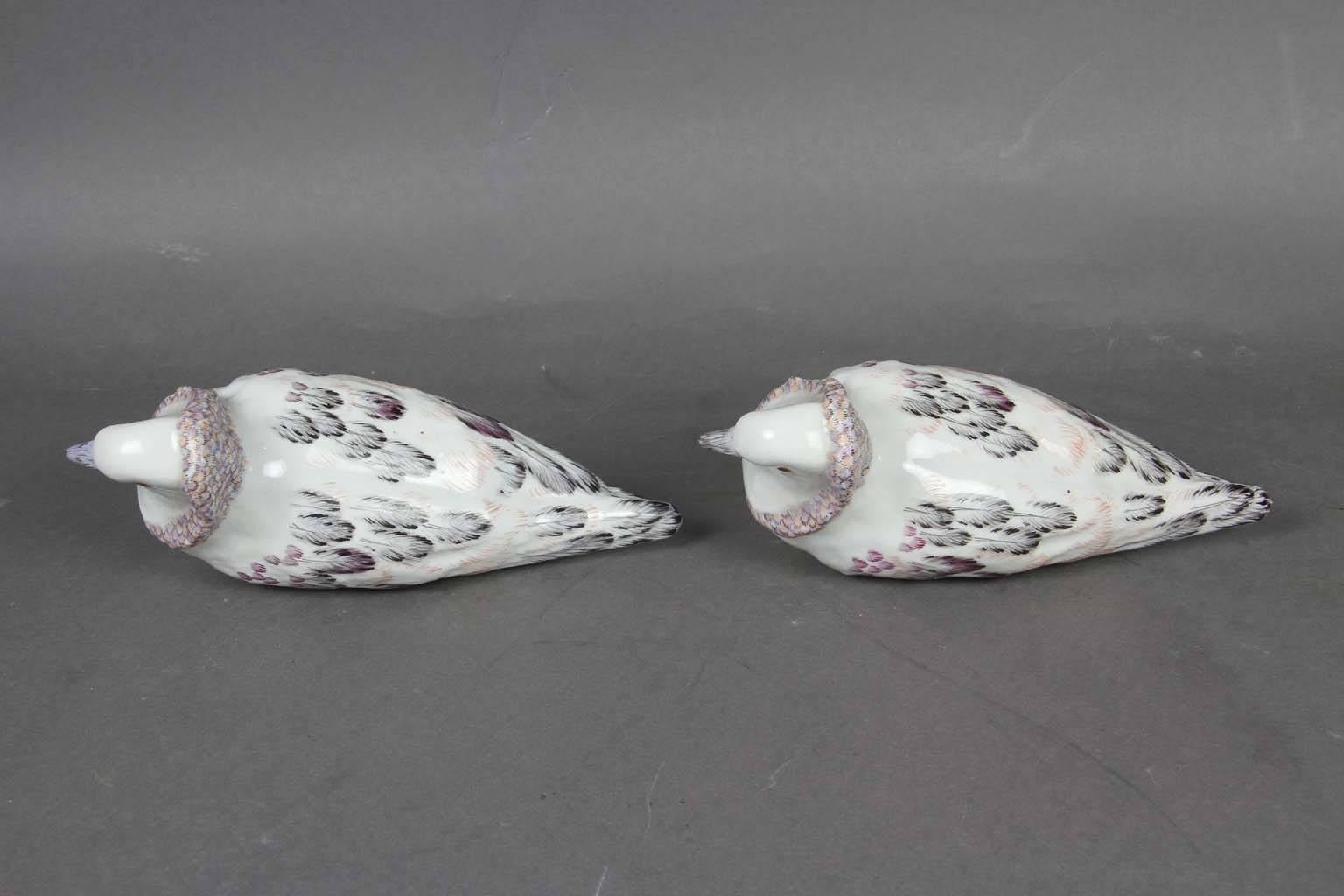 Pair of French Porcelain Dove on Nest Boxes 2