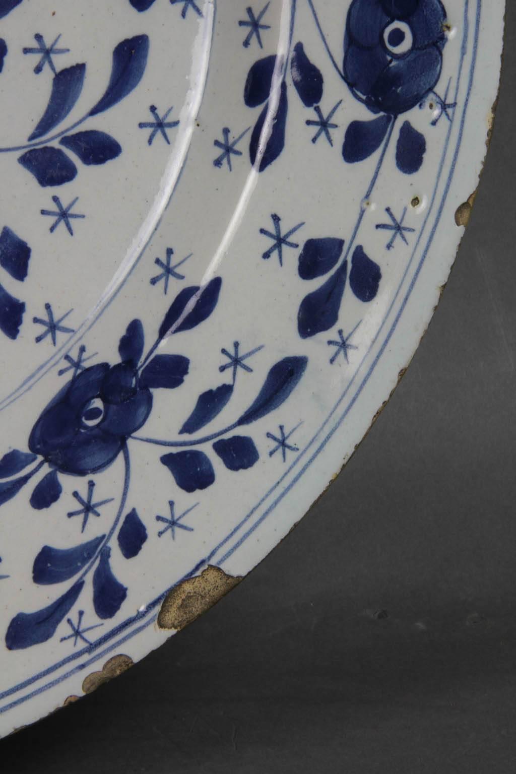 Rococo Large Delft Blue and White Plate