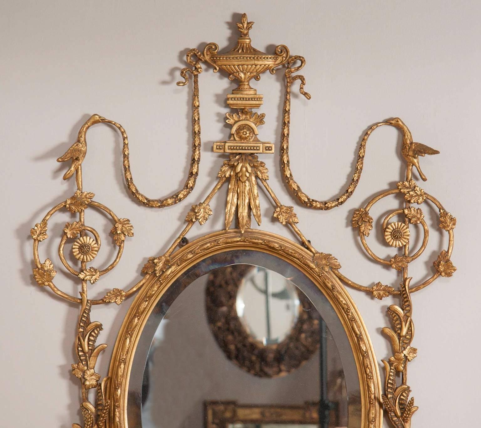 Neoclassical George III Style Giltwood Girandole Mirror For Sale