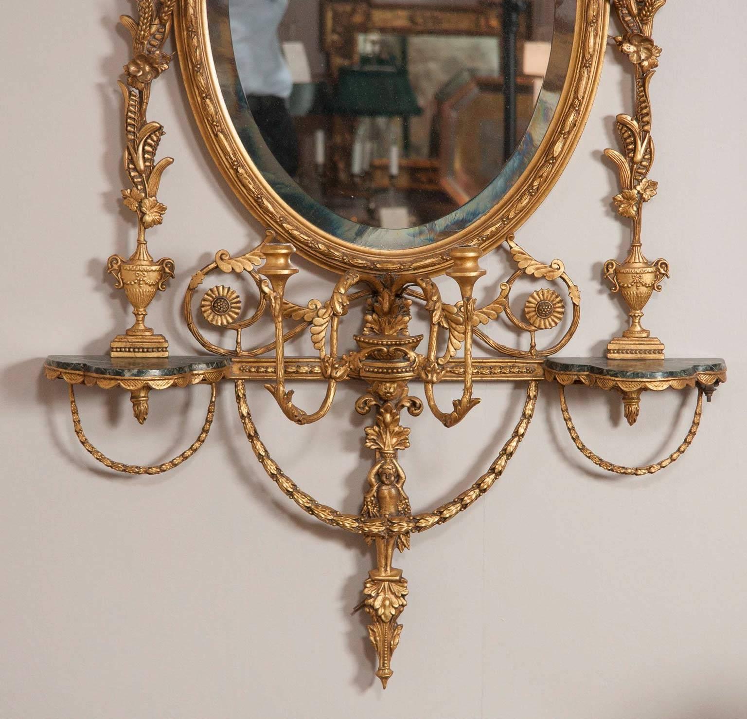 English George III Style Giltwood Girandole Mirror For Sale