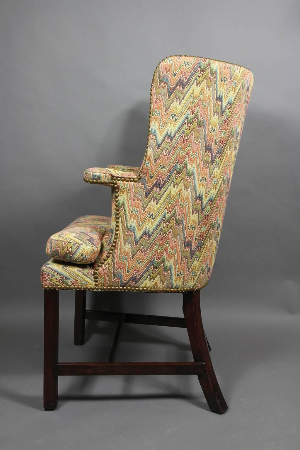 George III Mahogany Barrel Back Desk Chair In Excellent Condition In Essex, MA