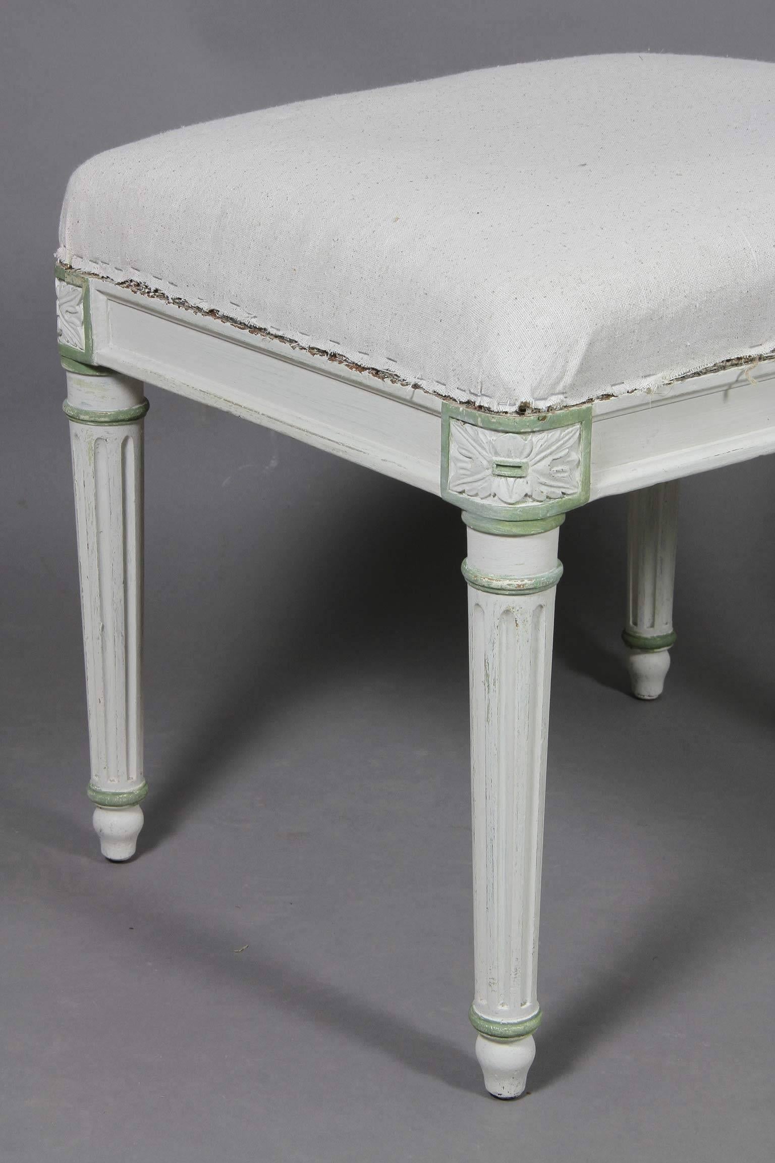 Pair of Louis XVI Style White Painted Footstools 1