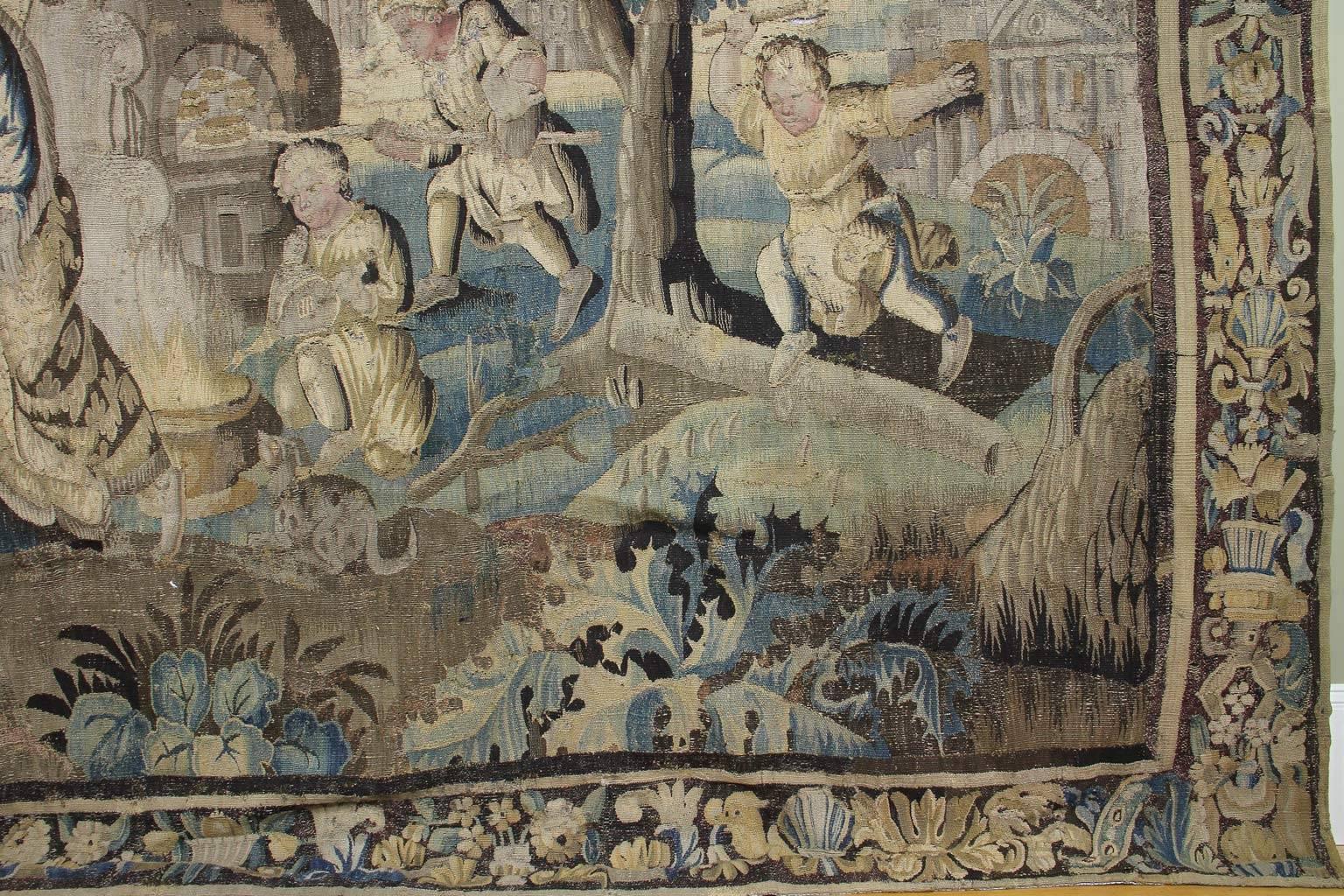 Baroque Flemish Verdure Garden Tapestry For Sale