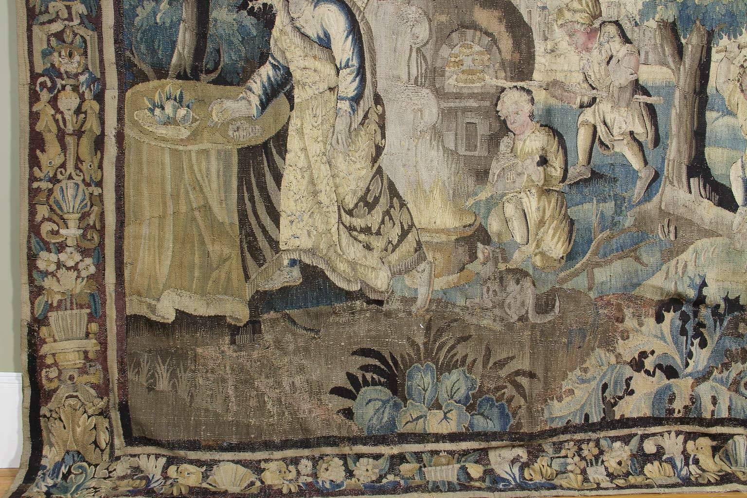 French Flemish Verdure Garden Tapestry For Sale