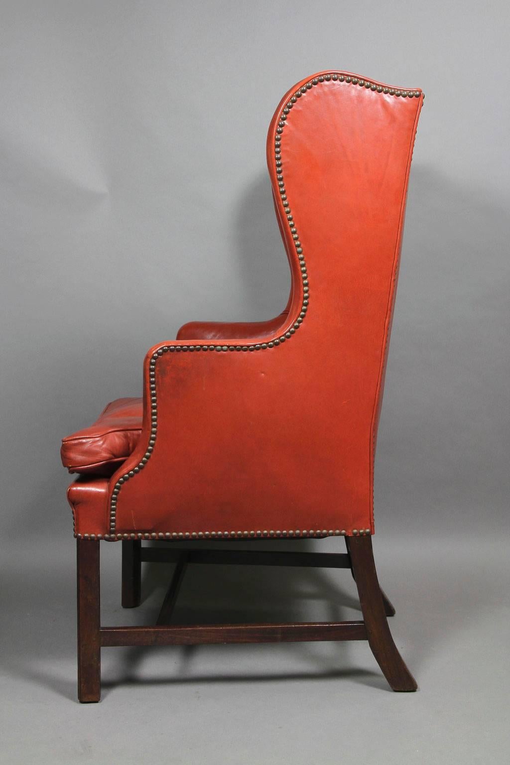 George III Mahogany Wing Chair In Excellent Condition In Essex, MA