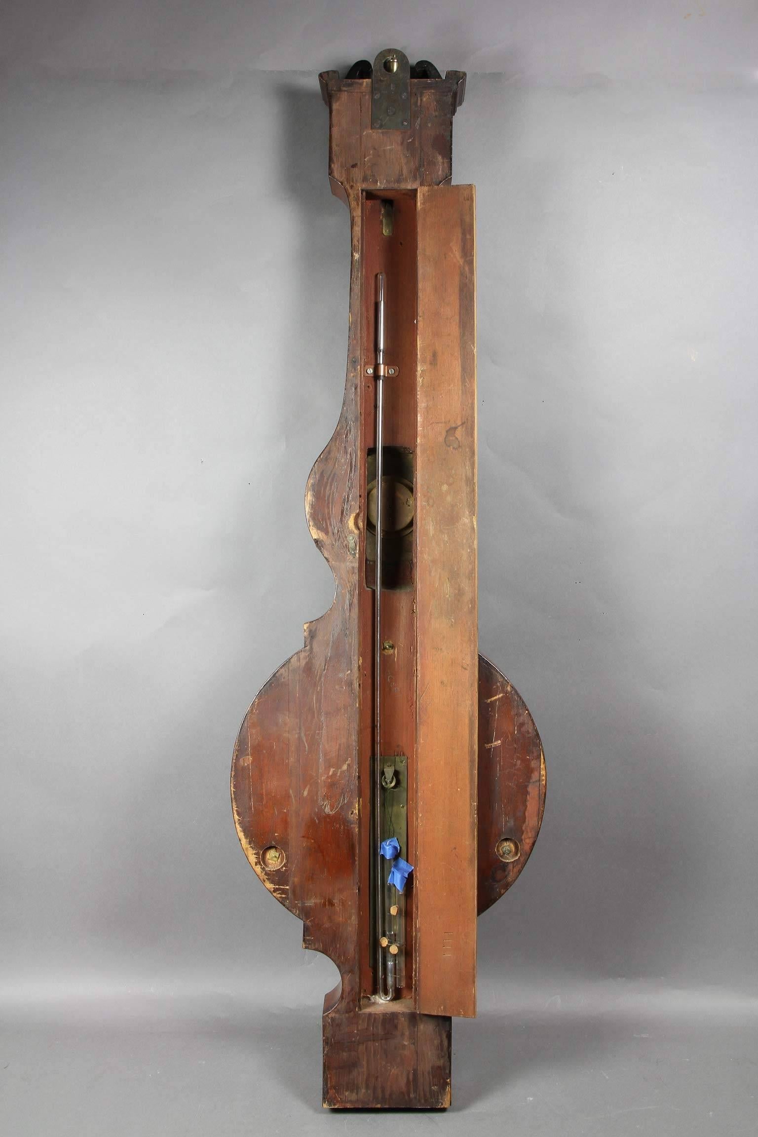 Regency-Barometer oder -Uhr aus Mahagoni mit Intarsien von P. Taroni, Jersey 1