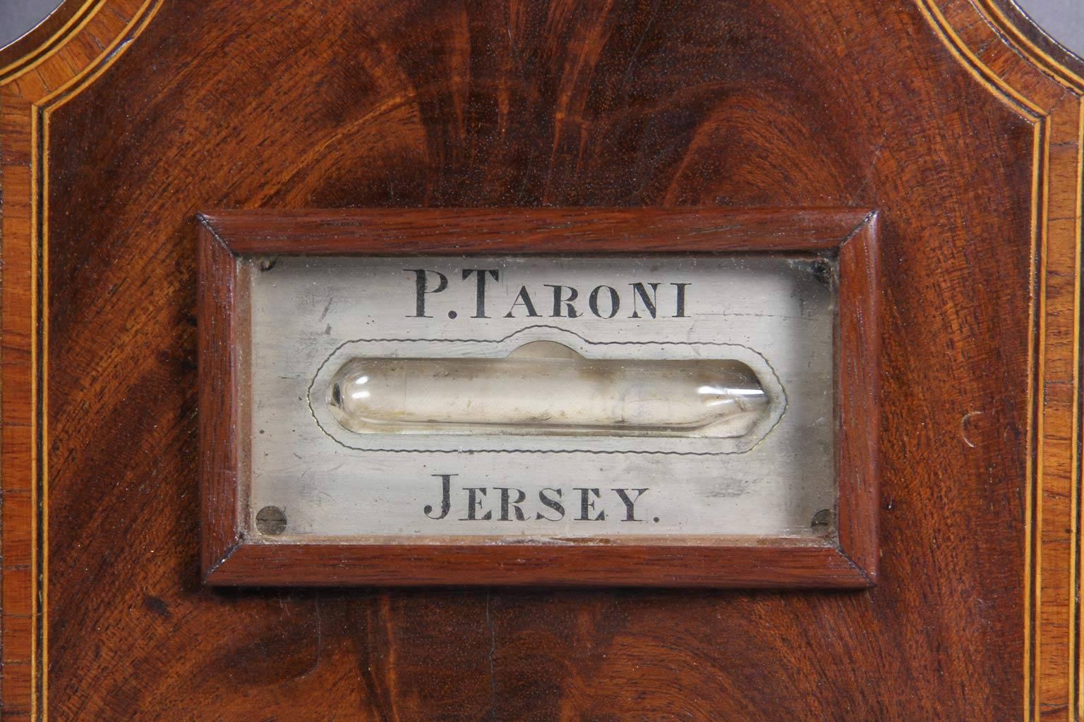 Regency-Barometer oder -Uhr aus Mahagoni mit Intarsien von P. Taroni, Jersey (Sonstiges)