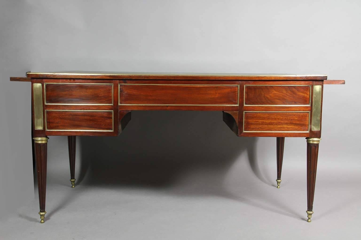 French Louis XVI Mahogany and Brass-Mounted Bureau Plat