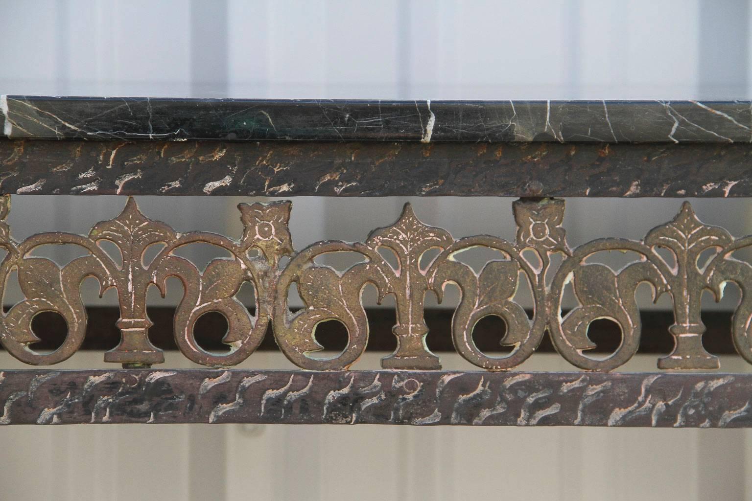 American Oscar Bach Bronze and Wrought Iron Console Table