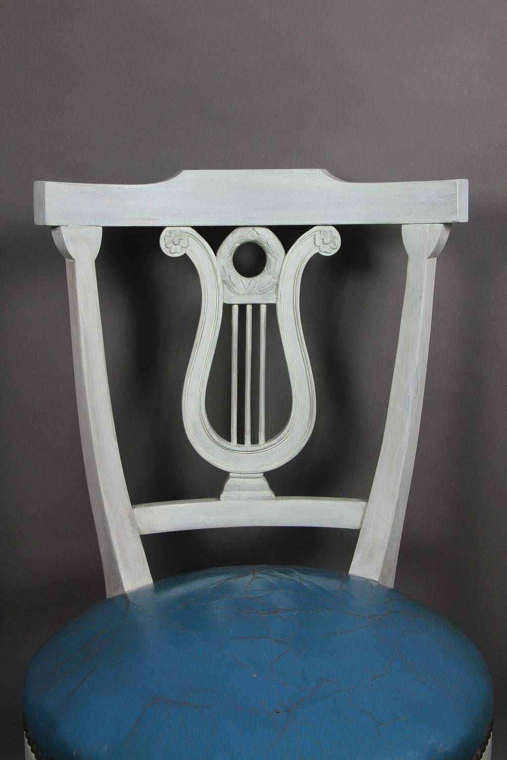 Neoclassical Set of Six Neoclassic Style Painted Dining Chairs