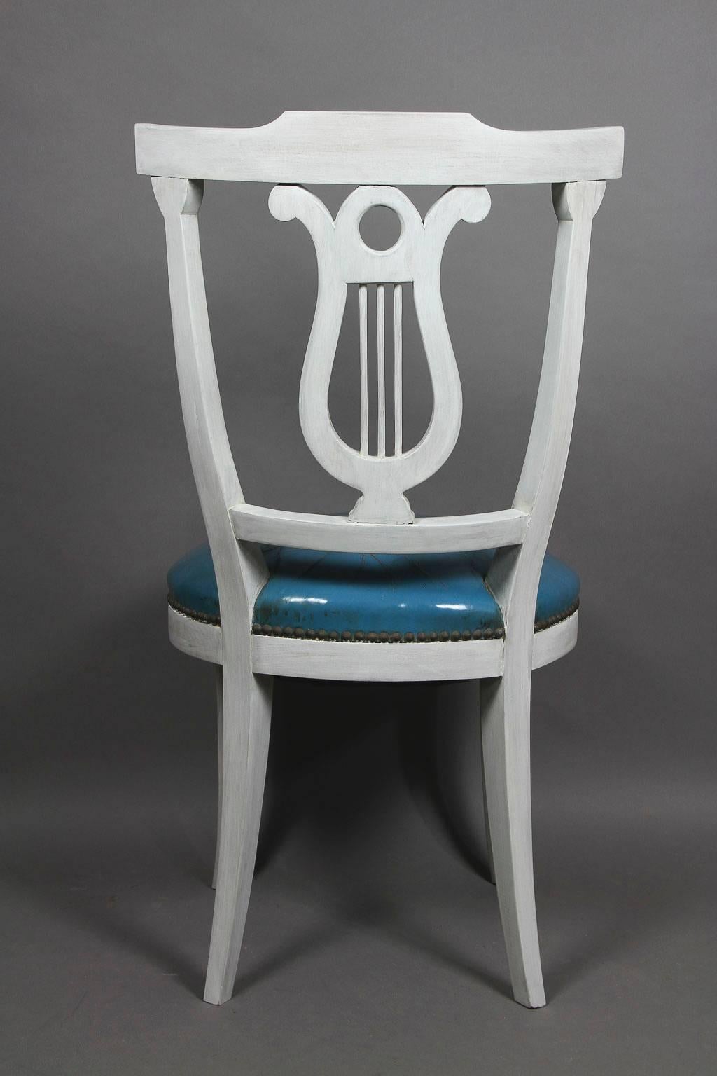 French Set of Six Neoclassic Style Painted Dining Chairs