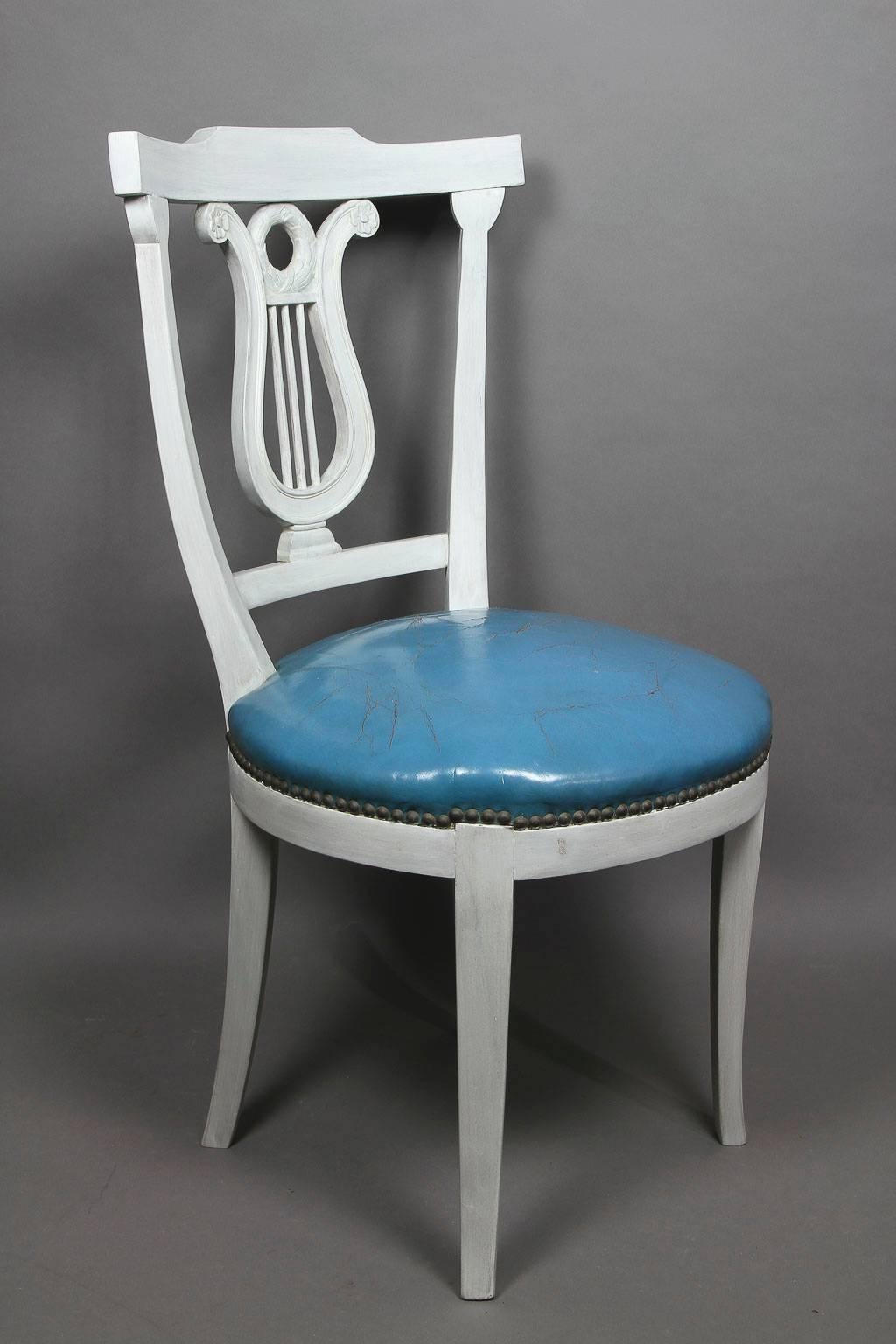 Set of Six Neoclassic Style Painted Dining Chairs In Good Condition In Essex, MA