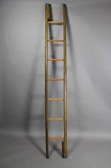 English Olive Green Leather and Brass Tack Stick Ladder