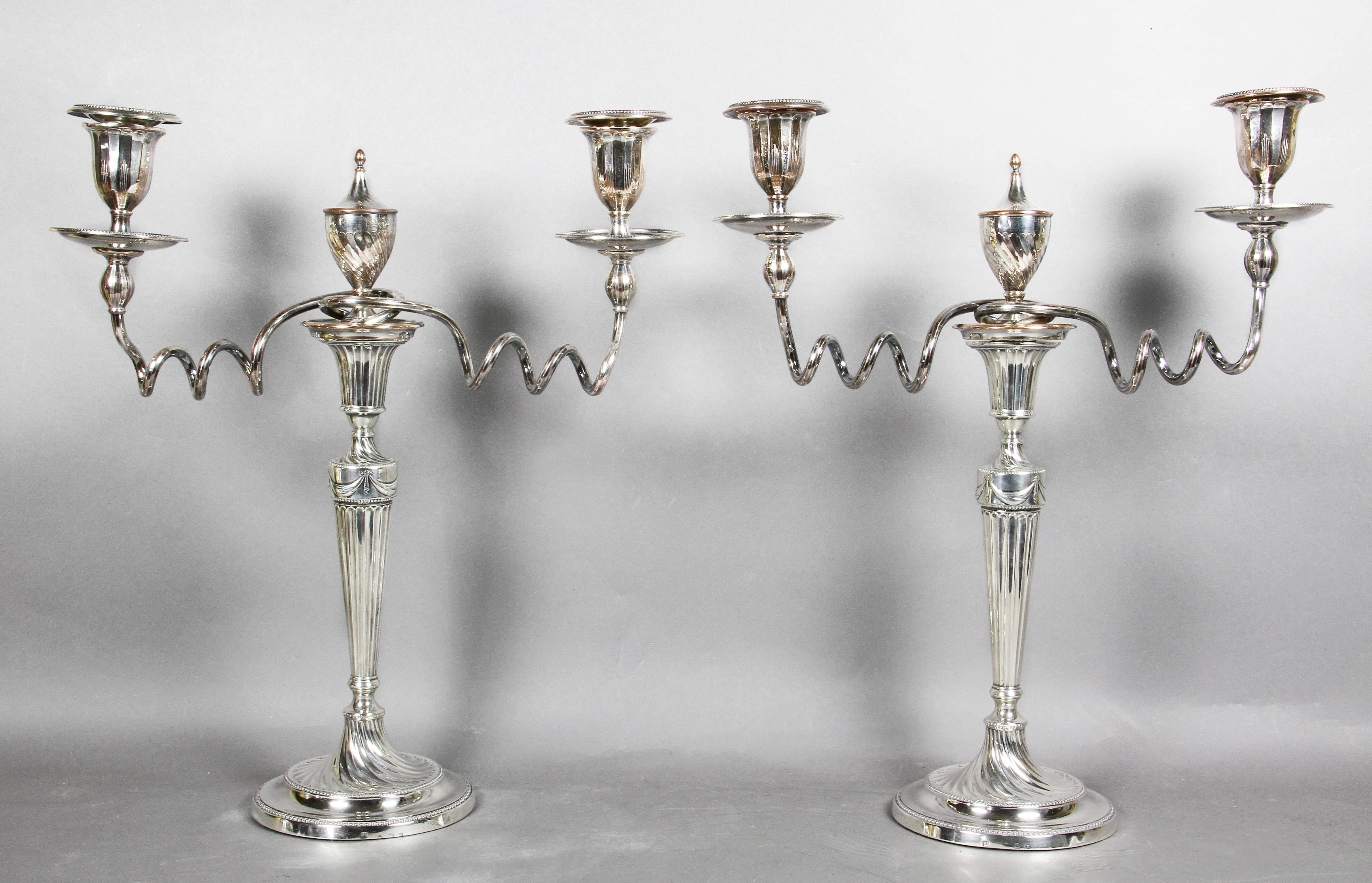 Pair of George III Sterling and Sheffield Plate Candelabra 5