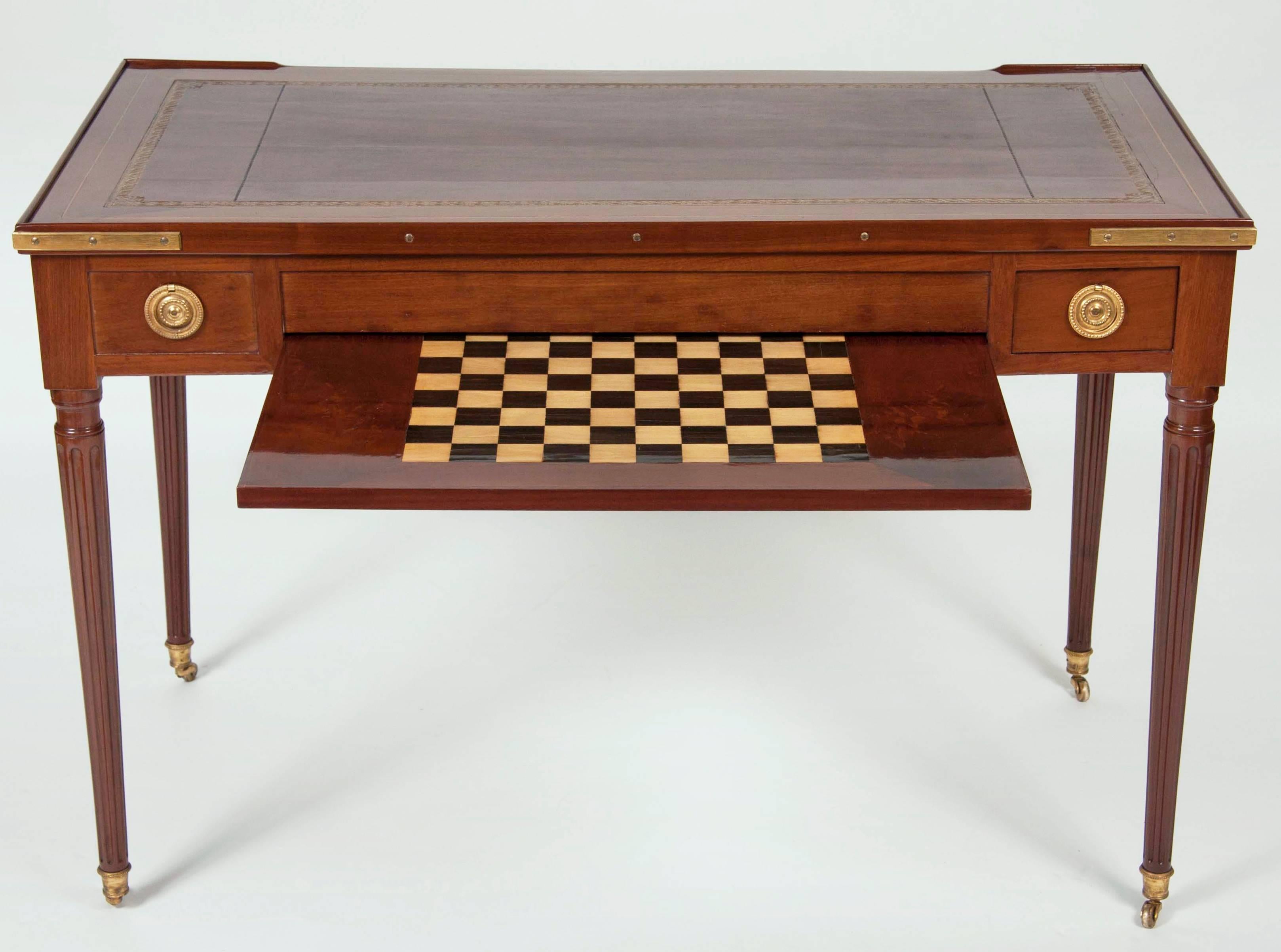 French Fine Louis XVI Mahogany and Inlaid Tric Trac Table For Sale