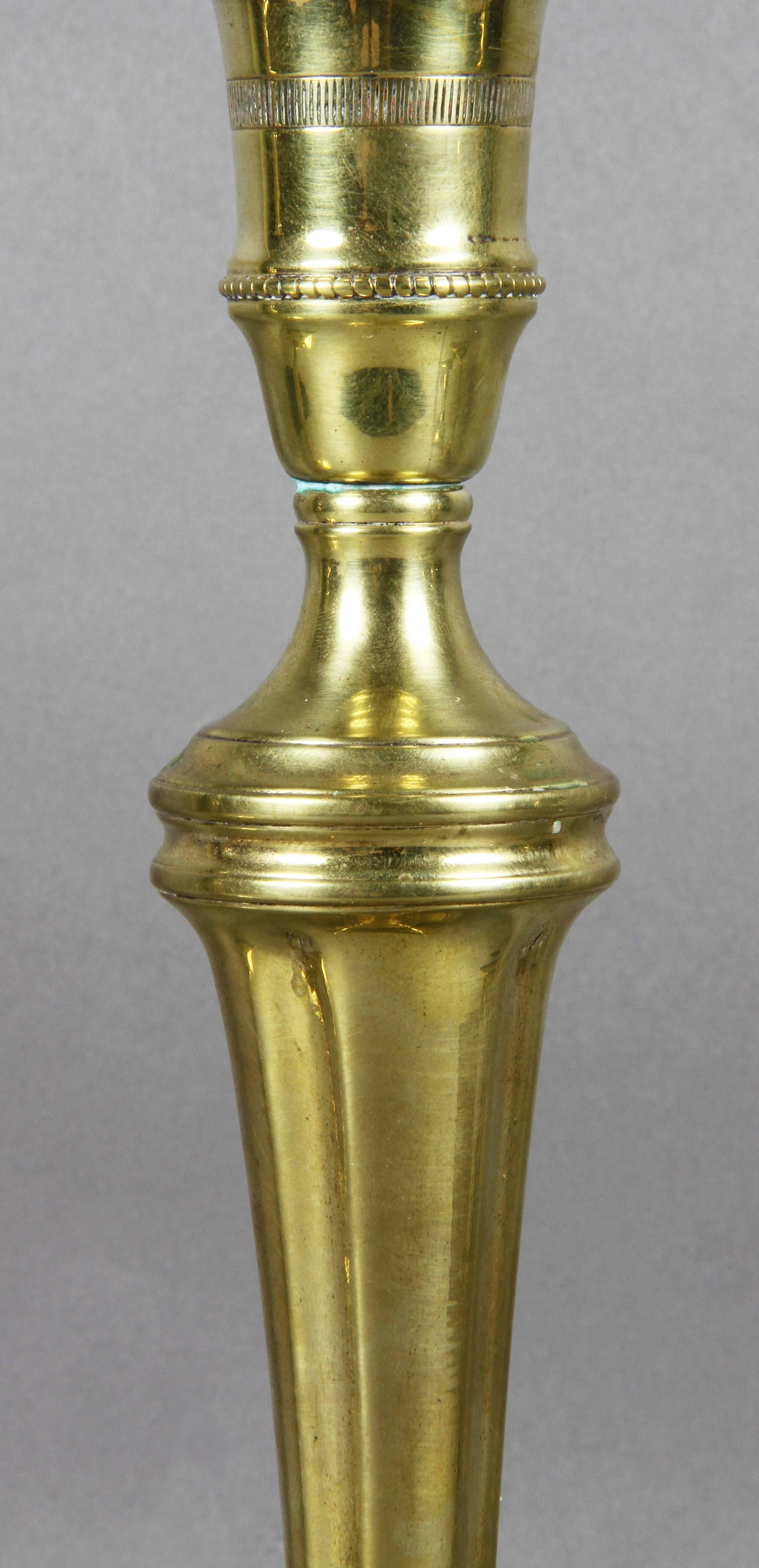 Set of Four George III Brass Candlesticks In Good Condition In Essex, MA