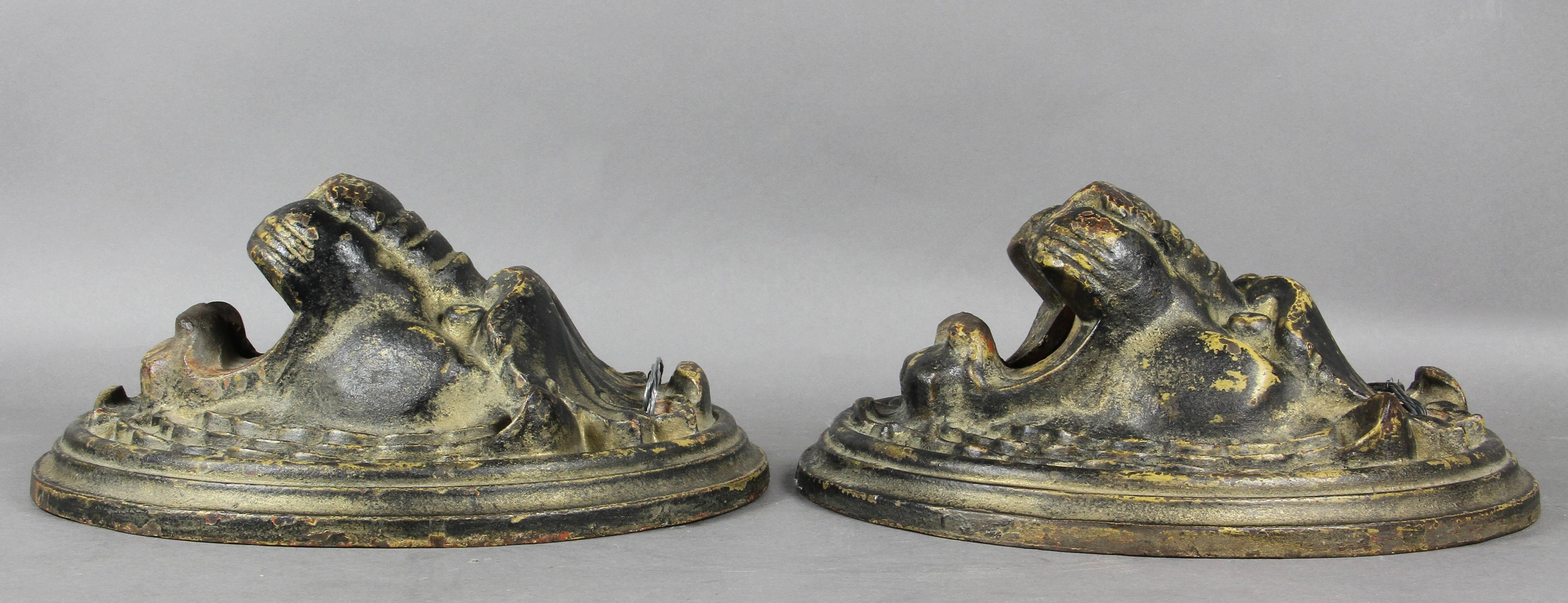 Pair of Victorian Cast Iron Lion Form Well Heads 1